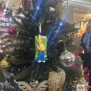 Adorno navideño personalizado de adolescente rubio para escuela secundaria, adorno de árbol de Navidad personalizado para estudiante universitario de cabello amarillo