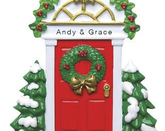 Personalised Red Door House Christmas Ornament, Handmade First Home Ornament, Customised Christmas Tree New Home Red Door Tree Decoration