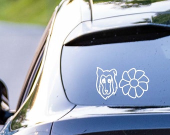 Collie Flower Rebus - Vinyl Decal