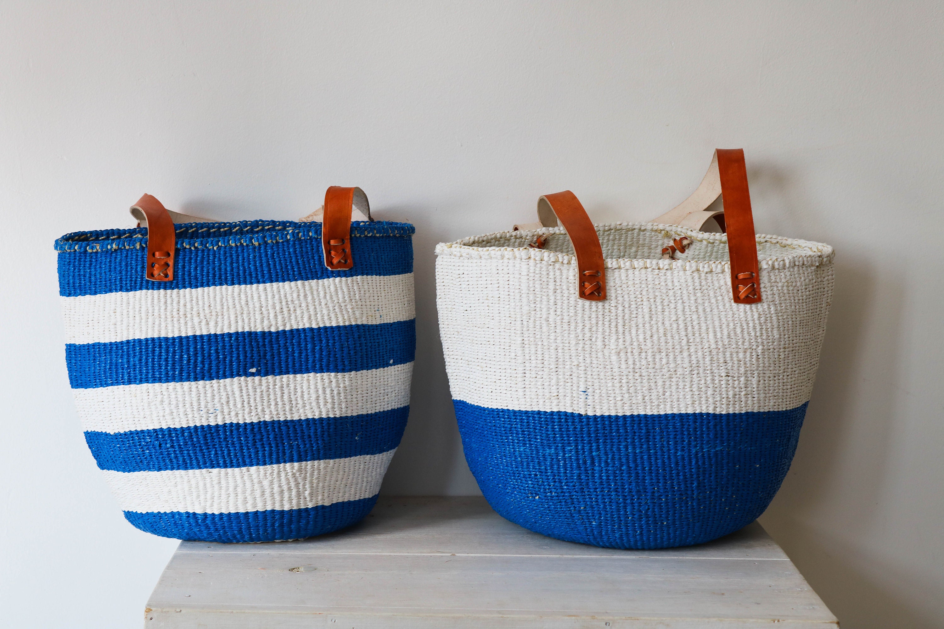 Recycled plastic basket African market basket Sisal woven Etsy