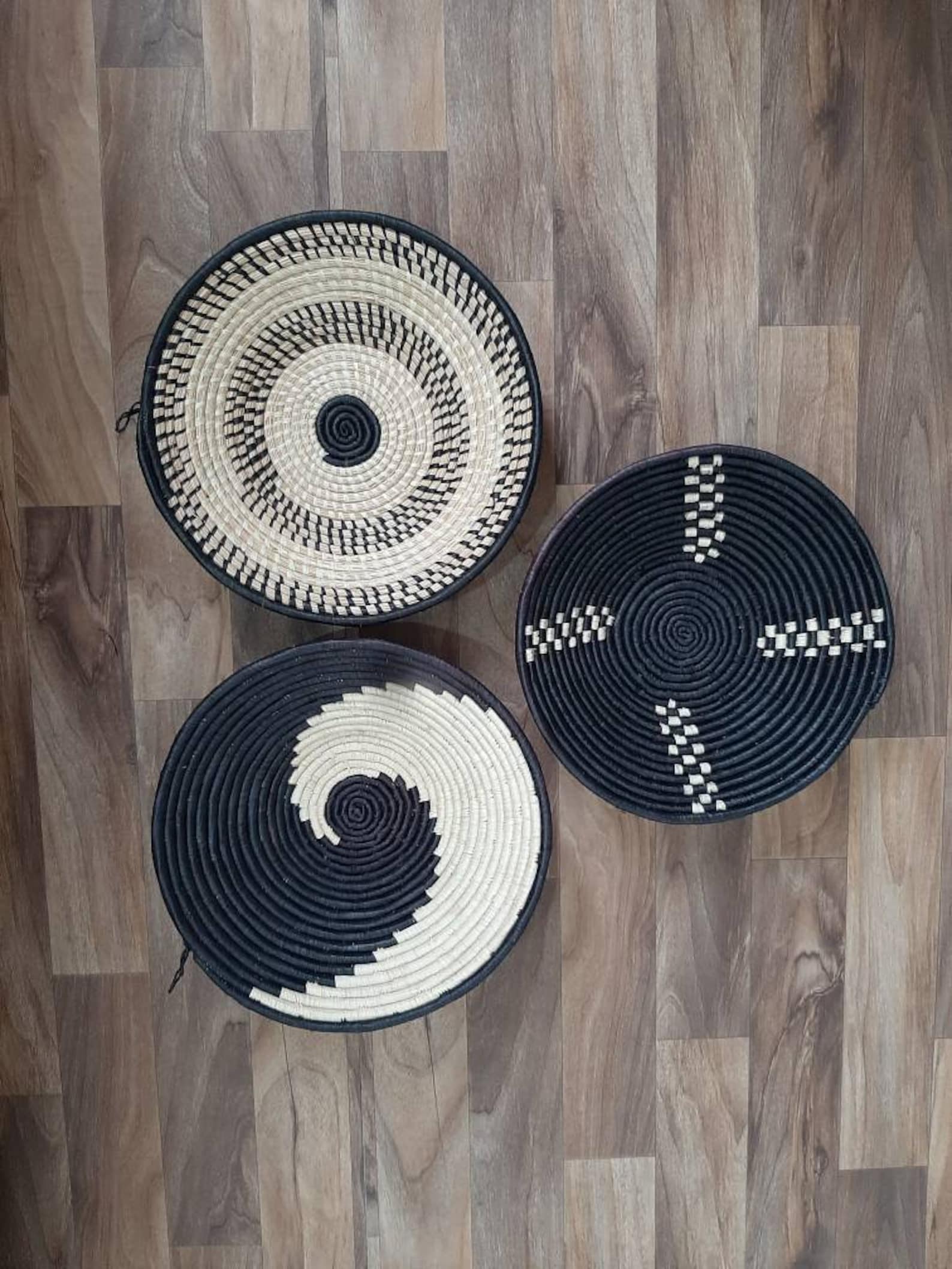African wall baskets Woven bowls Rwanda baskets Wall decor