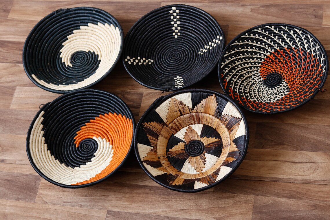 SALE African wall baskets Woven bowls Rwanda baskets Wall Etsy