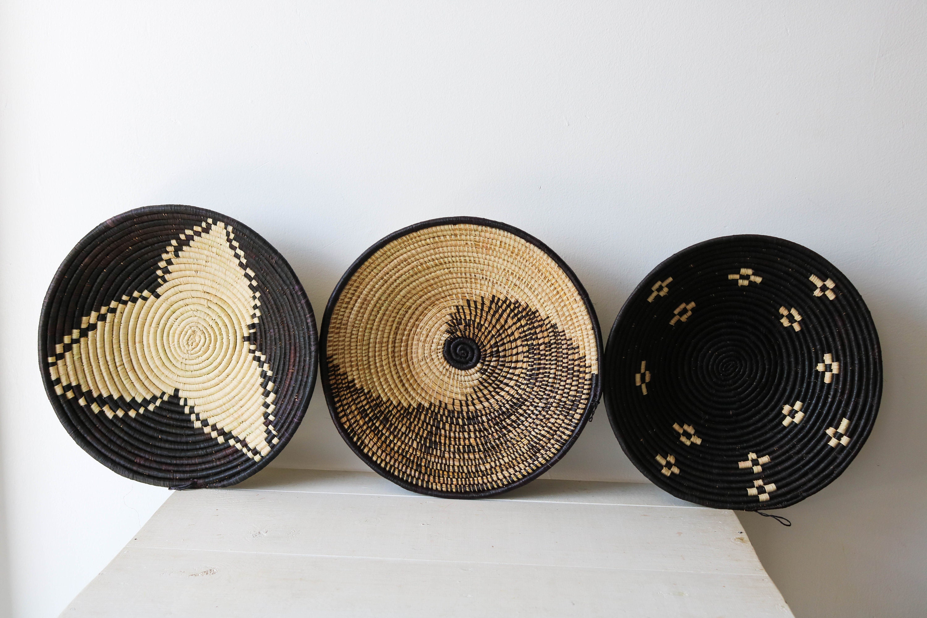 African Wall Baskets Woven Bowls Rwanda Baskets Wall Decor Etsy