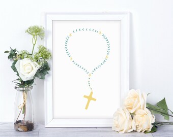 Catholic DOWNLOADABLE art | Catholic Nursery | Catholic gift | Catholic printables | Catholic wall art | Catholic decor | Rosary Printable