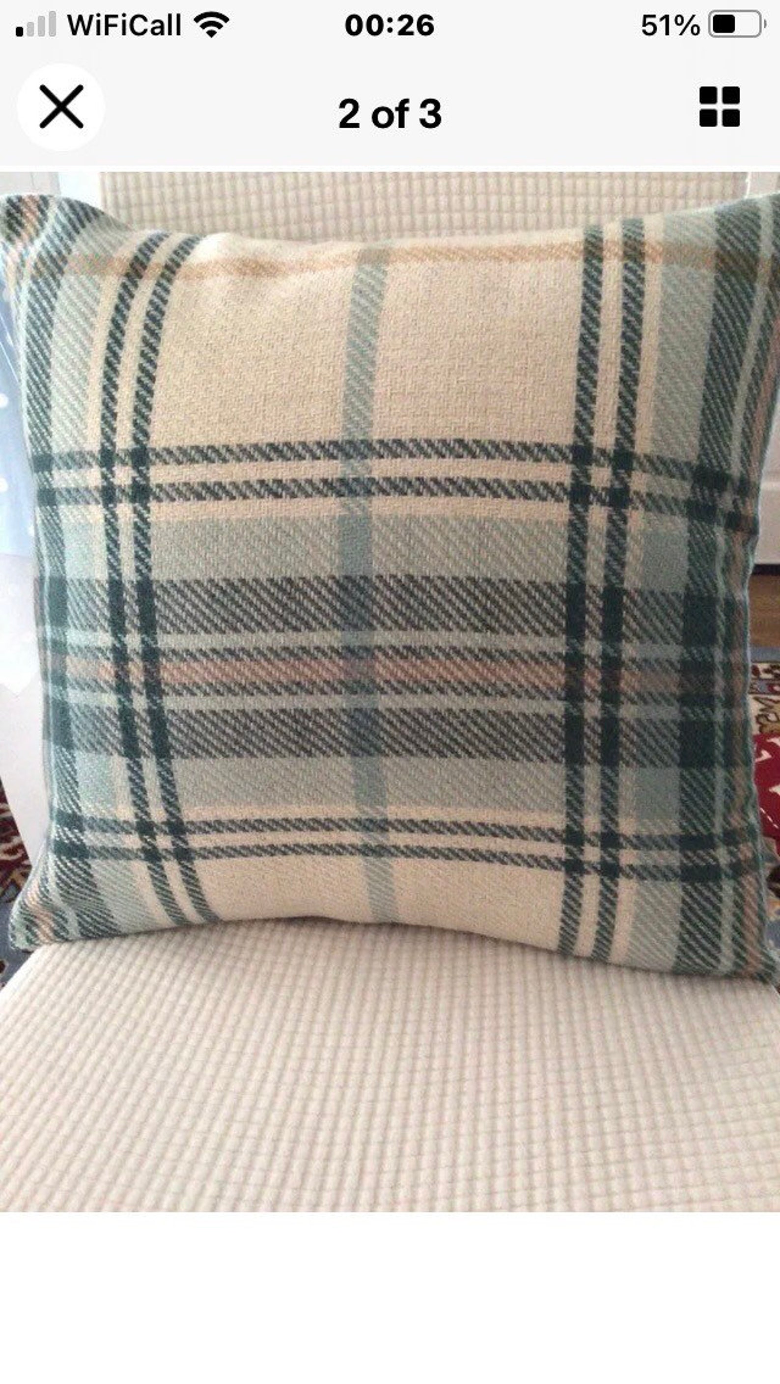 Turquoise Blue/Green wool feel tweed tartan cushion Cover 16 Etsy