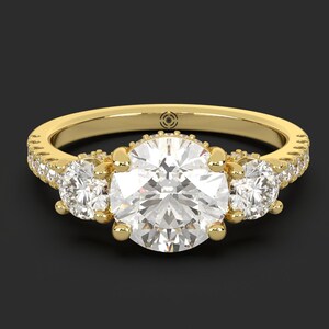 3 Stone Wedding ring, Lab Grown Diamond (IGI Certified), 10kt / 14kt Yellow / White Gold