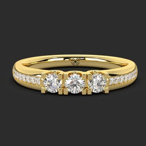 3 Stone Lab Grown Diamond Ring (IGI Certified), 10kt / 14kt Yellow / White Gold
