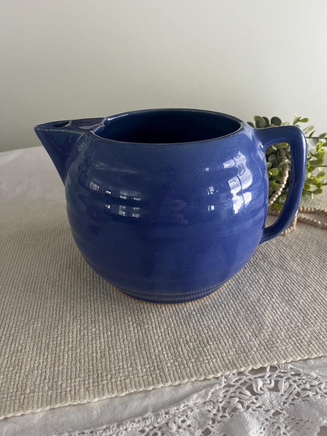 Antique Blue Stoneware Pitchernull