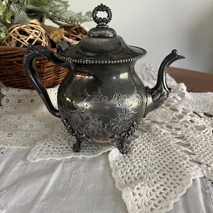 Antique M.S. Benedict Quadruple Plate Footed Tea Pot - Antique