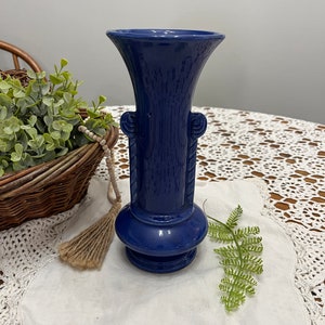 Antique McCoy Art Deco Blue Vase - USA pottery urn