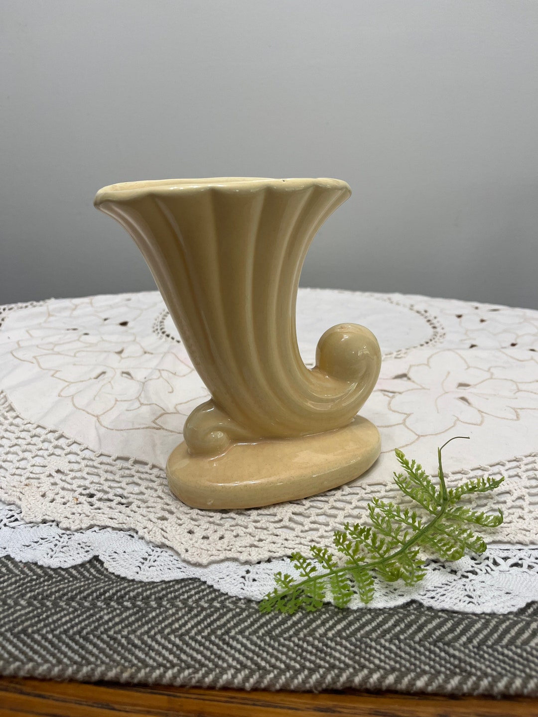 Antique Shawnee Trumpet Horn Vase Cornucopia USA Pottery Etsy