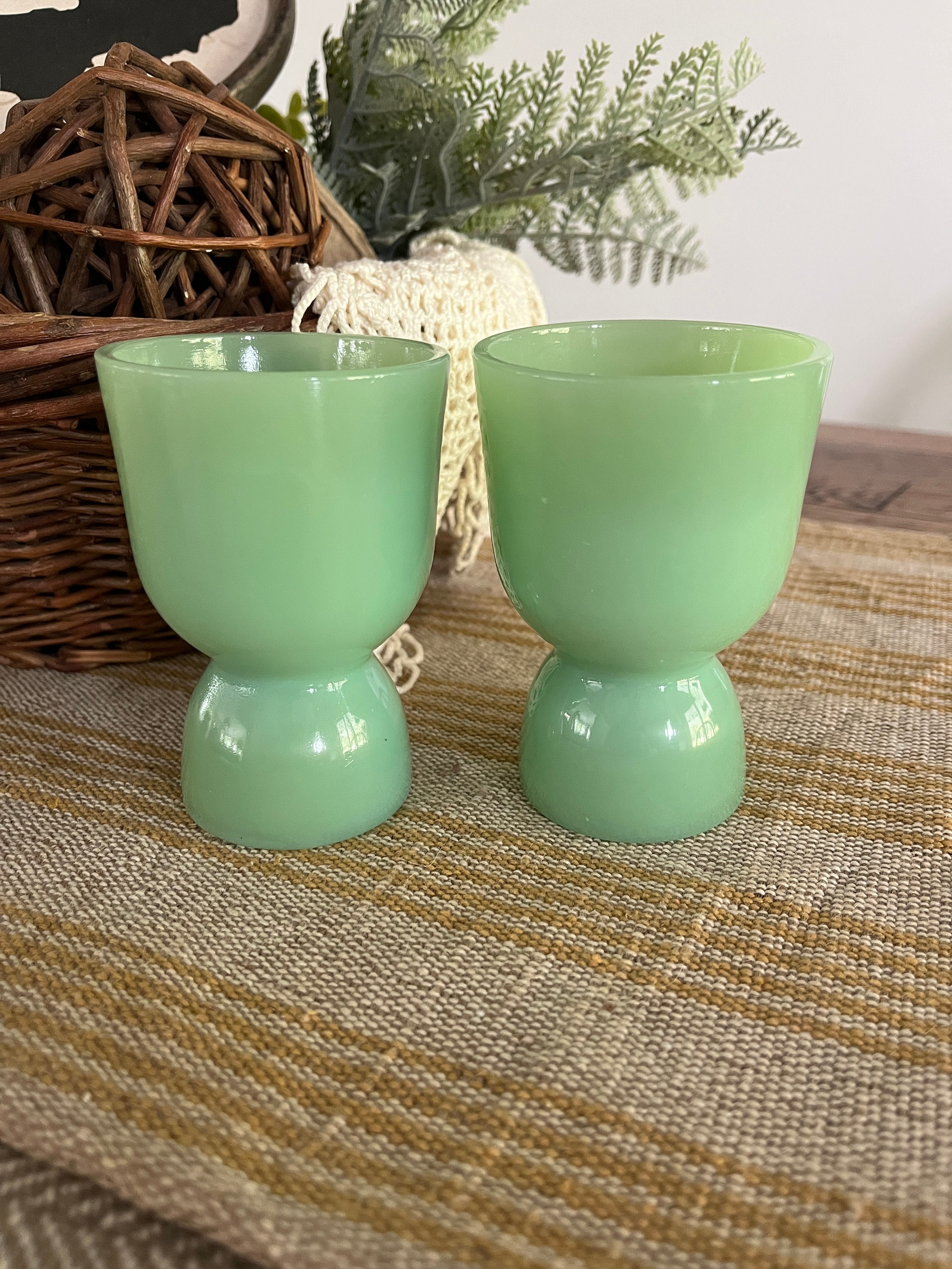 Vintage / Jadeite cup × 2 Jadeite Glass 2 Cup Measuring Cup & Mixing Bowl W/ Markers