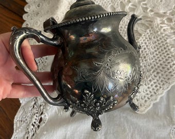 Antique M.S. Benedict Quadruple Plate Footed Tea Pot - Antique