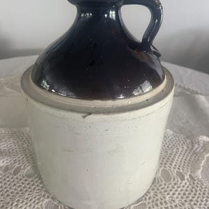 Antique Stoneware 1 Gallon Jug with spout - Two Tone Jug salt glazed crock jug pitcher