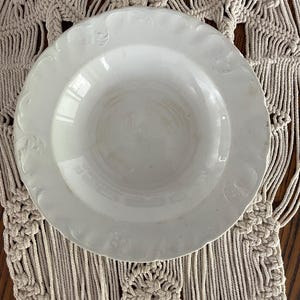 Antique White Ironstone Bowl - Majestic England Crazed and Stained ironstone soup bowl