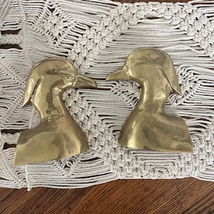 Antique Duck Bookend Set - Solid Brass Bookends
