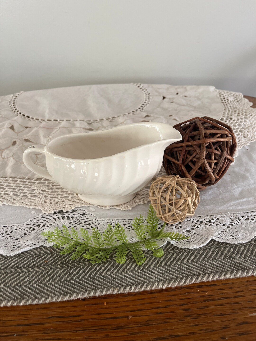 White Ironstone Gravy Boat Unmarked Swirl Ironstone Serving Pitcher Etsy