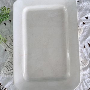 Antique Ironstone Platter – Crazed Stained Serving Tray 16.5” x 11.25”