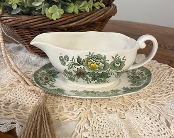 Antique Enoch Wedgwood Tunstall Kent Gravy Boat and Saucer set