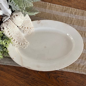 Antique B.P.Co. ironstone platter - semi-granite heavily stained and crazed platter