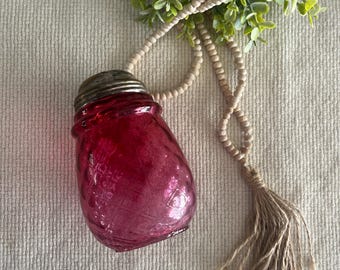Antique Cranberry Victorian Glass Shaker - Diamond Pattern Cranberry Glass Cheese Shaker - Sugar Shaker