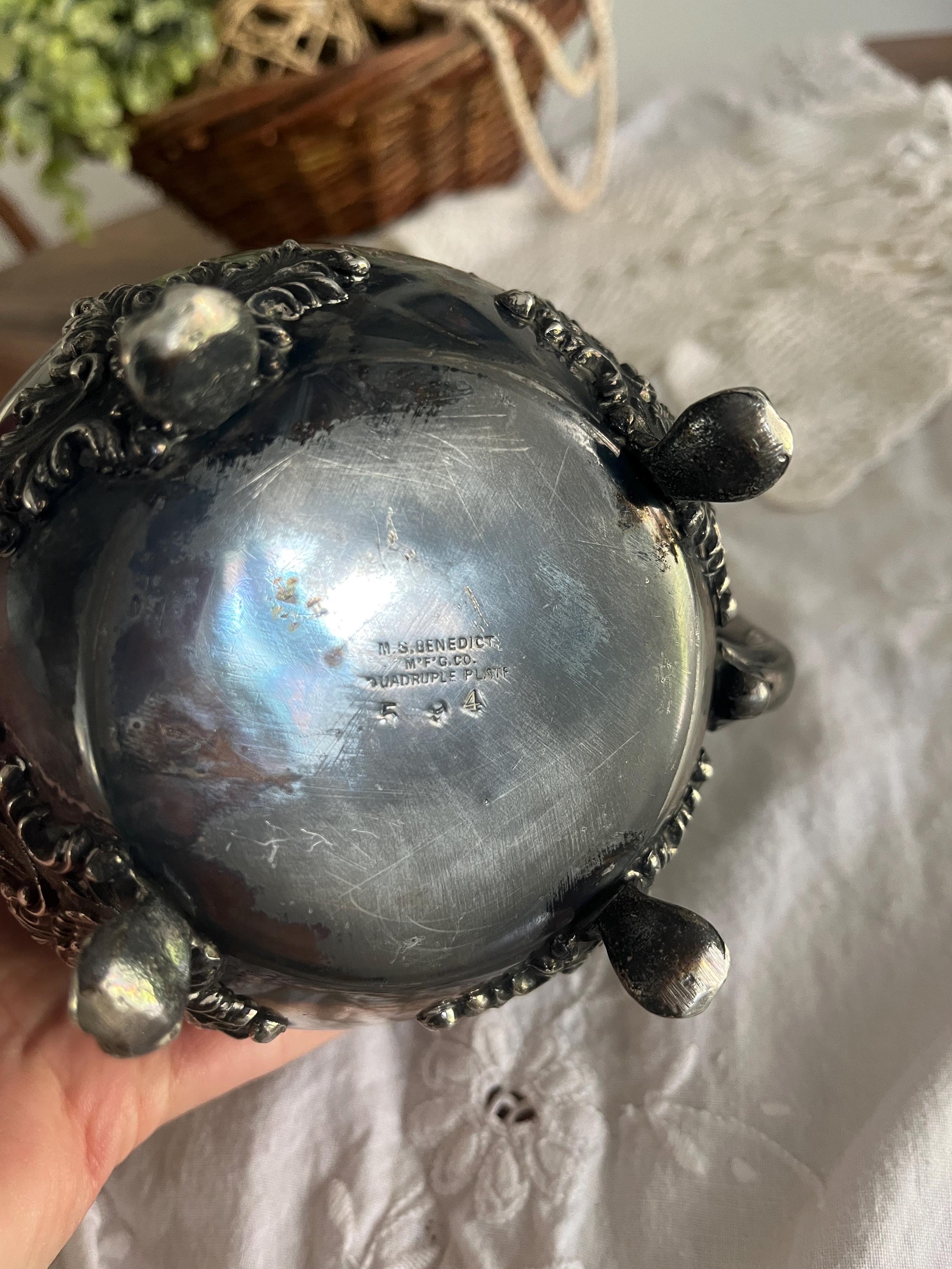 Antique M.S. Benedict Quadruple Plate Footed Tea Pot - Antique