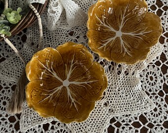 Pair of Antique Bordallo Pinheiro Honey Cabbage Bowl - Cabbageware Salad Bowl CHIPPED