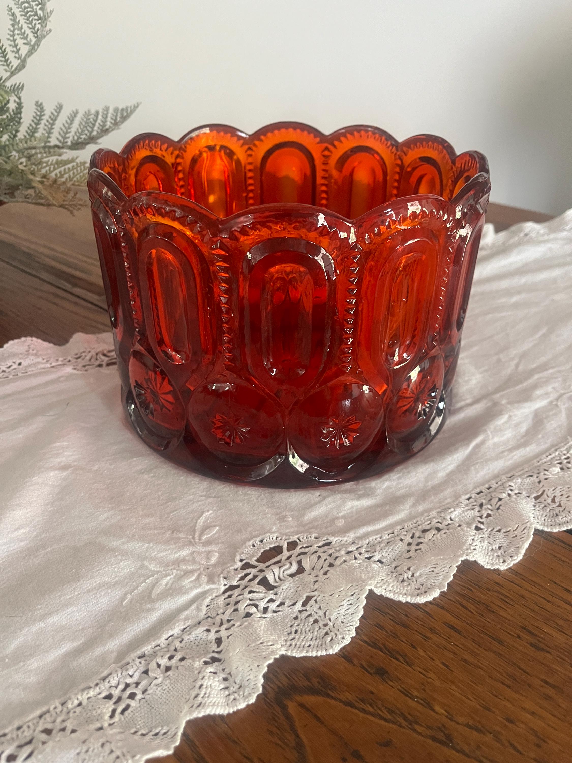 Antique RARE LE Smith Moons and Stars Amberina Planter / Ice