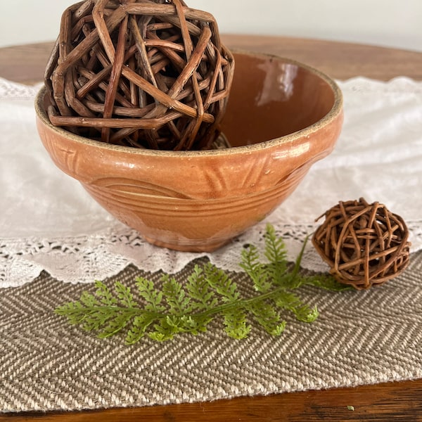 Antique Watt Bowl - Stoneware Mixing Bowl - Pumpkin / Orange Glaze 6” Stoneware