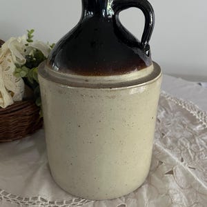 Antique Stoneware 1 Gallon Jug - Two Tone Jug salt glazed crock whiskey jug