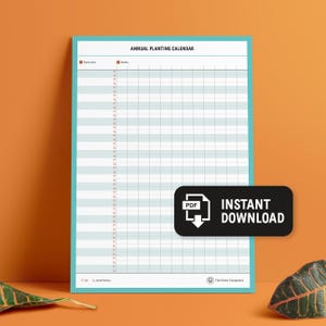Calendario anual de plantación, planificador de jardín imprimible, planificador de plantación A4, carta de EE. UU., descarga instantánea en PDF, diario digital de plantas