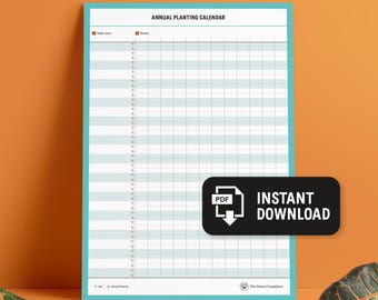 Calendario anual de plantación imprimible: Planificador de jardín (Descarga instantánea en PDF)