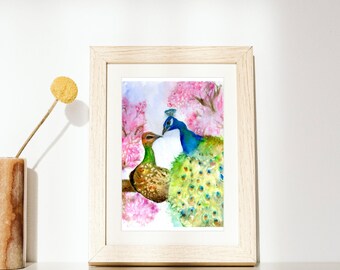 Peacock artwork, peacock Art Print, Peacock painting, peacock original watercolor painting, bird painting, professional art prints, peacocks