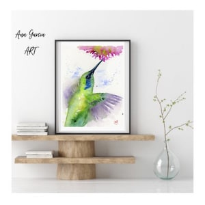 Kolibri Aquarell Malerei, Kolibri Kunst Malerei, Vogel Kunst Malerei, Kolibri Geschenk Kunst, Vögel Aquarell Malerei, Vogel Kunstwerk