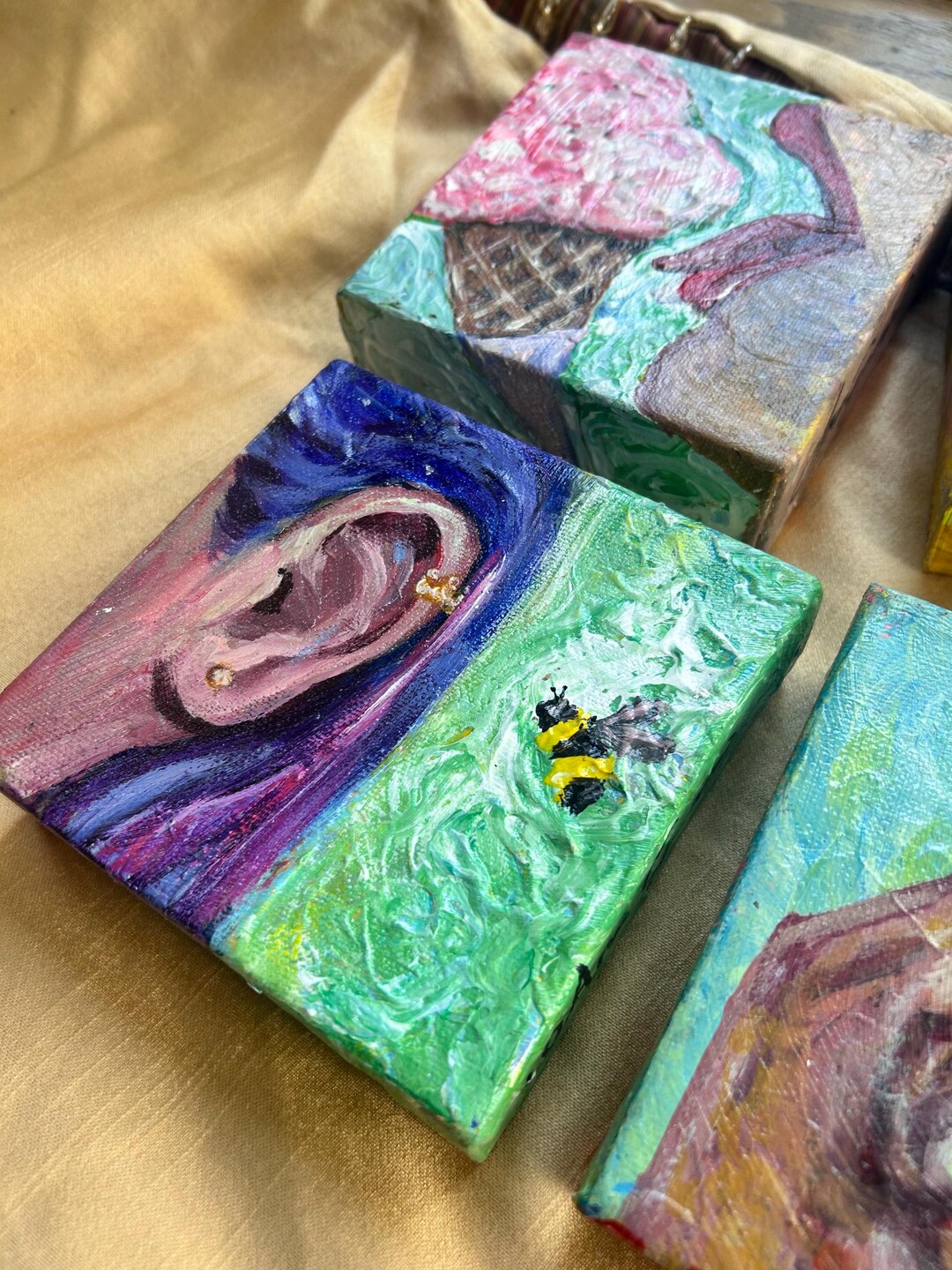 Mini Original Drawing Bee Original Paintings, Mini Art, Mini Art, Mini Original Painting, Bee ...