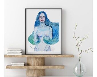 Watercolor painting, woman art, inspirational art, home decor, wall art,, watercolor fine art, prints art, woman painting, contemporary art