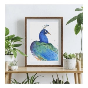 Peacock watercolor , peacock art print, peacock wall art, peacock painting, peacock gift, peacock decor, bird decor, peacock print, peacock