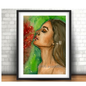 Expressionist portrait, woman art, inspirational art, home decor, wall art, watercolor fine art, prints art, woman painting, expressionist a