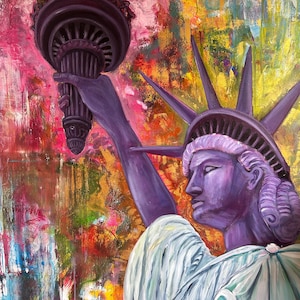 statue of liberty large art, statue of liberty full color, Statue of Liberty painting, Statue of Liberty artwork, full color abstract art