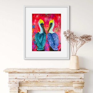 Pelican painting art print, pelican acrylic painting, pelican wall art, pelican full color, pelican abstract art, pelican artwork, pelican c