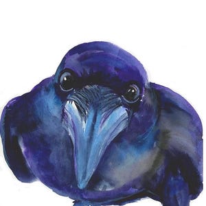 Pintura de acuarela de cuervo Ana García, arte de pared de cuervo