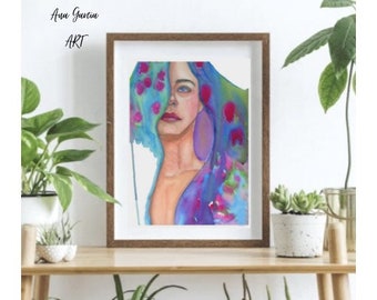 Watercolor painting, woman art, inspirational art, home decor, wall art,, watercolor fine art, prints art, woman painting, contemporary art