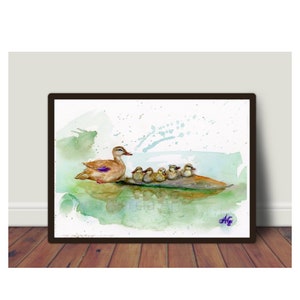 Mallard duck female, mallard duck mom, duck mom art, mallard duck female watercolor painting, duck mom painting, mallard duck illustration,