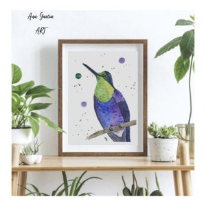 Watercolor Painting, Art prints, Watercolor Art, Hummingbird art