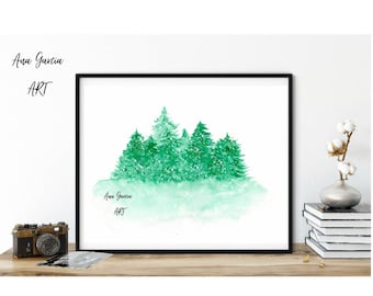 Christmas art, Christmas painting, Christmas wall art, holiday decor tree, Christmas decoration, Christmas tree print, Christmas tree