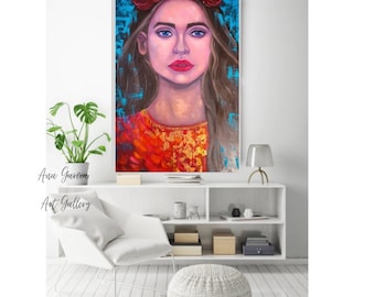 Original oil Painting, artwork face woman,contemporary art painting, abstract original painting, oil painting 24x36”, gift original art,