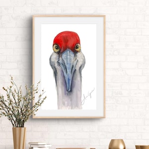 Sandhill Crane Print, Poster, Watercolor, Art, Wall Art, Bird Print, Decor, Bird Gift Birthday, Crane Illustration, Crane Painting, Crane bi