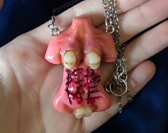 Faux Human Teeth “I Dare You” Necklace