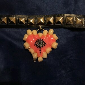 Faux Human Teeth “Baby Blue” Choker