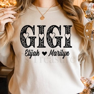 Personalized Gigi Sweatshirt,Gigi Sweatshirt,Gigi Grandkids Sweatshirt,Gigi Shirt with Kids Names,Gigi Shirts Grandkids Names,Gigi Shirt